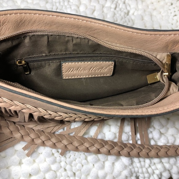 Mellow World dusty rose boho crossbody fringe bag - Picture 6 of 6
